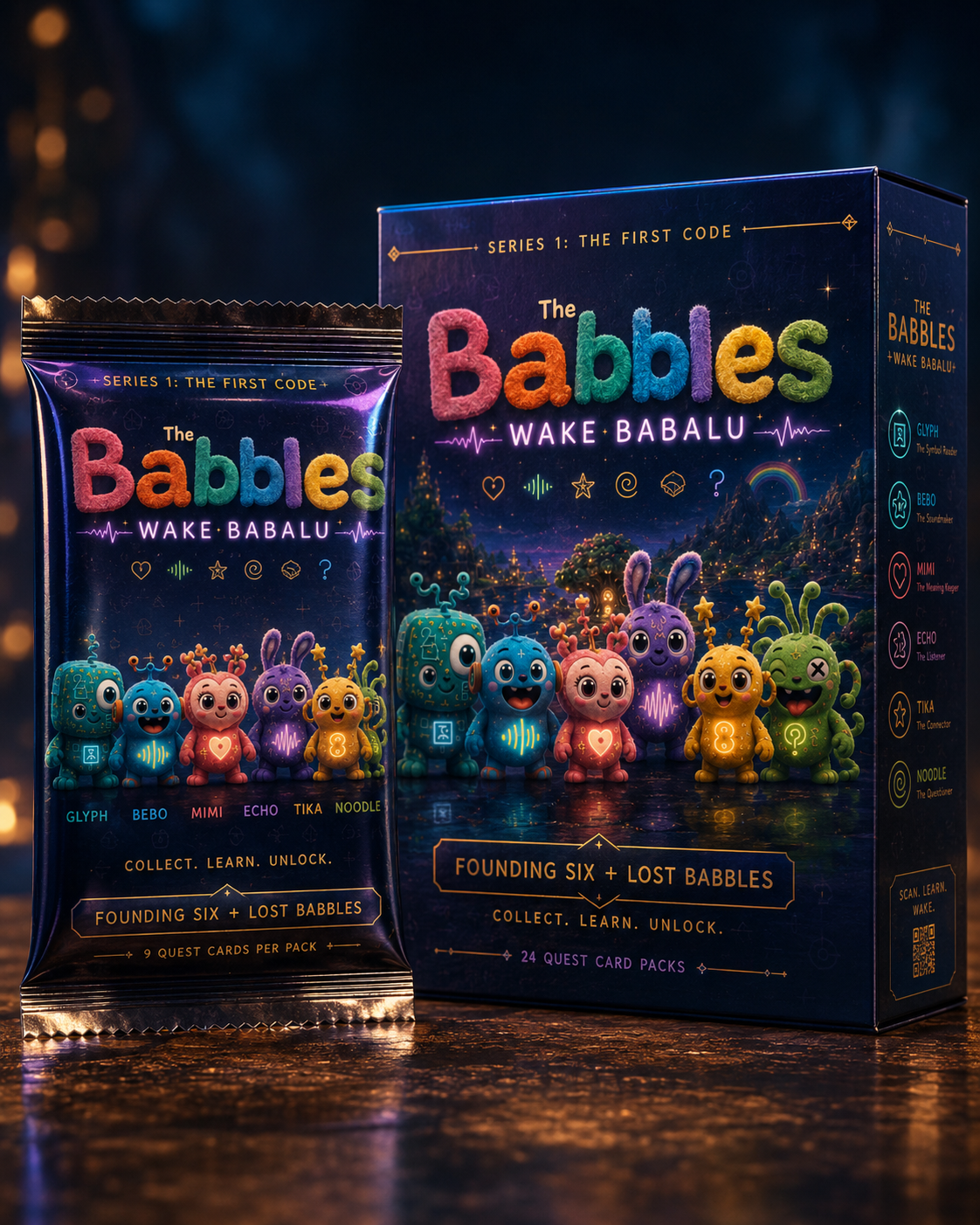Babalu Series 1: The First Code booster pack and collector box packaging